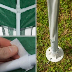 TECTAKE Tonnelle De Jardin Autoportante 3 M X 3 M Structure En Métal Vert - Vert -TECTAKE Soldes 2022 7514096 4