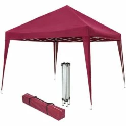 TECTAKE Tonnelle De Jardin Pliante Autoportante 3 M X 3 M Rouge + Sac De Transport - Rouge
