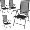TECTAKE 4 Chaises De Camping Ou De Jardin Pliables Aluminium Avec Accoudoirs Et Dossier Haut Gris Anthracite Noir - Noir/anthracite -TECTAKE Soldes 2022 7514109 1