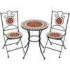 TECTAKE 1 Table De Jardin Et 2 Chaises Pliables Mosaïque En Céramique Blanc Marron Noir - Marron