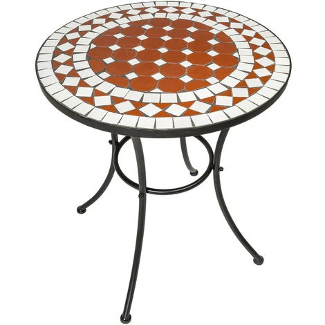 TECTAKE 1 Table De Jardin Et 2 Chaises Pliables Mosaïque En Céramique Blanc Marron Noir - Marron 6 TECTAKE 1 Table De Jardin Et 2 Chaises Pliables Mosaïque En Céramique Blanc Marron Noir - Marron – Image 4