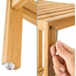 TECTAKE Meuble De Salle De Bain De Rangement 4 Etagères En Bois 33 Cm X 33 Cm X 97 Cm Marron - Marron -TECTAKE Soldes 2022 7514121 3