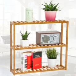 TECTAKE Meuble De Salle De Bain De Rangement 3 Etagères En Bois 60 Cm X 15 Cm X 54,5 Cm Marron - Marron -TECTAKE Soldes 2022 7514122 3