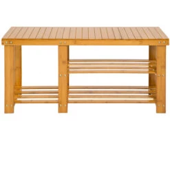 TECTAKE Meuble à Chaussures D'entrée, Etagère à Chaussures, Banc, Meuble De Rangement En Bambou 87 Cm X 28 Cm X 45,5 Cm - Marron -TECTAKE Soldes 2022 7514123 3