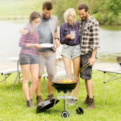 TECTAKE Barbecue Boule Ø 41,5 Cm Acier Galvanisé Grill Fumoir Avec Régulateur De Ventilation Température - Charbon De Bois - Noir -TECTAKE Soldes 2022 7514132 3