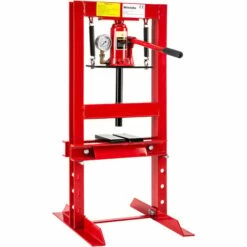 TECTAKE Presse Hydraulique D'Atelier 6 Tonnes Avec 4 Niveaux De Réglage + Manomètre - Rouge