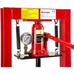 TECTAKE Presse Hydraulique D'Atelier 6 Tonnes Avec 4 Niveaux De Réglage + Manomètre - Rouge -TECTAKE Soldes 2022 7514134 3