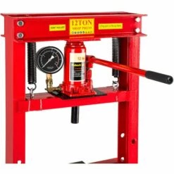 TECTAKE Presse Hydraulique D'Atelier 12 Tonnes Avec 7 Niveaux De Réglage + Manomètre - Rouge -TECTAKE Soldes 2022 7514135 3