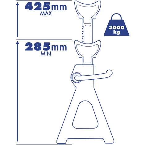 TECTAKE Lot De 2 Chandelles Pour Voiture - Capacité 3 Tonnes / élément - Espace De Levage : 285 Mm à 425 Mm Bleu - Bleu 7 TECTAKE Lot De 2 Chandelles Pour Voiture - Capacité 3 Tonnes / élément - Espace De Levage : 285 Mm à 425 Mm Bleu - Bleu – Image 5