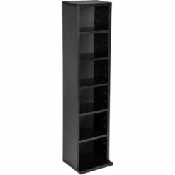 TECTAKE Meuble De Rangement CD / DVD 5 Etagères Modulables - 21 Cm X 90 Cm X 20 Cm - Noir - Noir