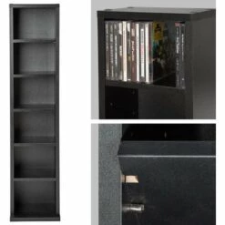 TECTAKE Meuble De Rangement CD / DVD 5 Etagères Modulables - 21 Cm X 90 Cm X 20 Cm - Noir - Noir -TECTAKE Soldes 2022 7514145 3