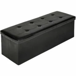 TECTAKE Banc Coffre De Rangement Pliable Multifonction 110 Cm X 38 Cm X 38 Cm Noir - Noir