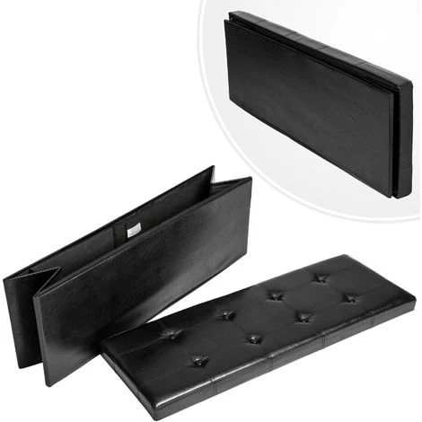 TECTAKE Banc Coffre De Rangement Pliable Multifonction 110 Cm X 38 Cm X 38 Cm Noir - Noir 6 TECTAKE Banc Coffre De Rangement Pliable Multifonction 110 Cm X 38 Cm X 38 Cm Noir - Noir – Image 4