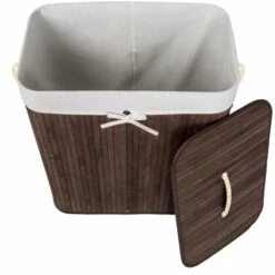 TECTAKE Panier à Linge 100 L En Bambou 53 Cm X 33,5 Cm X 63 Cm Marron + Sac à Linge Sale - Marron -TECTAKE Soldes 2022 7514183 3