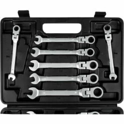 TECTAKE Boîte à Outils 12 Clès à Cliquet En Acier Chrome Vanadium Noir - Noir -TECTAKE Soldes 2022 7514268 3
