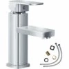 TECTAKE Mitigeur De Lavabo Robinet Pour Salle De Bain Design Laiton Chromé + Flexibles 13,5 Cm X 4 Cm X 21 Cm - Gris -TECTAKE Soldes 2022 7514315 1