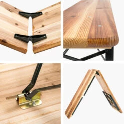 TECTAKE 1 Table Et 2 Bancs En Bois De Jardin Pliants 219 Cm X 50,5 Cm X 77,5 Cm Marron - Marron -TECTAKE Soldes 2022 7514339 5