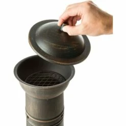 TECTAKE Brasero Mexicain En Fonte De Jardin Avec Cheminée Et Grilles 52 Cm X 44 Cm X 115 Cm - Gris -TECTAKE Soldes 2022 7514346 4