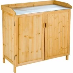 TECTAKE Armoire De Jardin Basse En Bois 98 Cm X 48 Cm X 95 Cm Marron - Marron