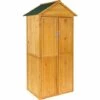 TECTAKE Armoire De Jardin ? Toit 2 Pans En Bois Et En Acier 80,5 Cm X 60 Cm X 213,5 Cm - Marron -TECTAKE Soldes 2022 7514350 1