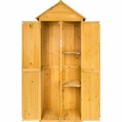 TECTAKE Armoire De Jardin ? Toit 2 Pans En Bois Et En Acier 80,5 Cm X 60 Cm X 213,5 Cm - Marron -TECTAKE Soldes 2022 7514350 4