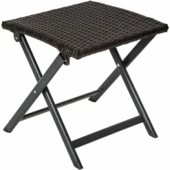 TECTAKE Tabouret Pliant De Jardin En Aluminium Et Résine Tressée 42 Cm X 41 Cm X 43 Cm Marron - Marron