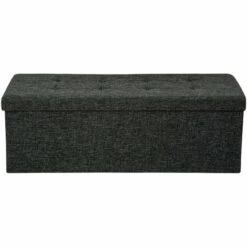TECTAKE Tabouret Siège Banc Pouf Coffre De Rangement Pliant Rembourré 110 Cm X 38 Cm X 38 Cm Gris - Gris Foncé -TECTAKE Soldes 2022 7514359 4