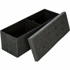 TECTAKE Tabouret Siège Banc Pouf Coffre De Rangement Pliant Rembourré 110 Cm X 38 Cm X 38 Cm Gris - Gris Foncé -TECTAKE Soldes 2022 7514359 5