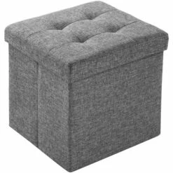 TECTAKE Tabouret Siège Pouf Coffre De Rangement Cube Pliant Rembourré 38 Cm X 38 Cm X 38 Cm Gris Chin?