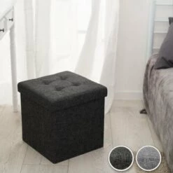 TECTAKE Tabouret Siège Pouf Coffre De Rangement Cube Pliant Rembourré 38 Cm X 38 Cm X 38 Cm Gris Chin? -TECTAKE Soldes 2022 7514360 3