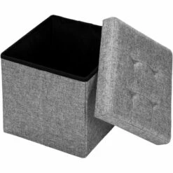 TECTAKE Tabouret Siège Pouf Coffre De Rangement Cube Pliant Rembourré 38 Cm X 38 Cm X 38 Cm Gris Chin? -TECTAKE Soldes 2022 7514360 5
