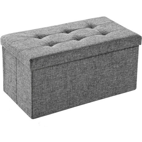 TECTAKE Tabouret Siège Banc Pouf Coffre De Rangement Pliant Rembourré 76 Cm X 38 Cm X 38 Cm Gris Chin? - Gris Clair 3 TECTAKE Tabouret Siège Banc Pouf Coffre De Rangement Pliant Rembourré 76 Cm X 38 Cm X 38 Cm Gris Chin? - Gris Clair