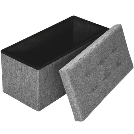 TECTAKE Tabouret Siège Banc Pouf Coffre De Rangement Pliant Rembourré 76 Cm X 38 Cm X 38 Cm Gris Chin? - Gris Clair 6 TECTAKE Tabouret Siège Banc Pouf Coffre De Rangement Pliant Rembourré 76 Cm X 38 Cm X 38 Cm Gris Chin? - Gris Clair – Image 4