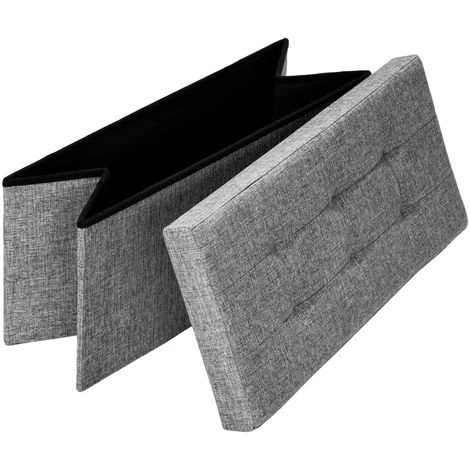TECTAKE Tabouret Siège Banc Pouf Coffre De Rangement Pliant Rembourré 76 Cm X 38 Cm X 38 Cm Gris Chin? - Gris Clair 7 TECTAKE Tabouret Siège Banc Pouf Coffre De Rangement Pliant Rembourré 76 Cm X 38 Cm X 38 Cm Gris Chin? - Gris Clair – Image 5