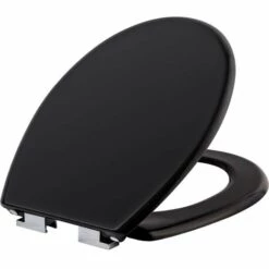 TECTAKE Abattant WC Toilette Frein De Chute 45,5 Cm X 39 Cm X 4,5 Cm Noir - Noir