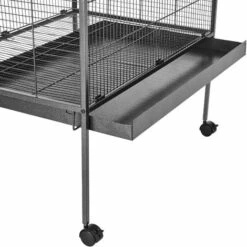 TECTAKE Volière ? Roulettes 85 Cm X 60 Cm X 168 Cm En Acier Avec 1 Mangeoire Et 4 Perchoirs - Gris Anthracite -TECTAKE Soldes 2022 7514394 4