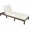 TECTAKE Bain De Soleil De Jardin Réglable 5 Positions En Acier Et Résine Tressée 196 Cm X 66 Cm X 22 Cm Marron + Matelas - Marron