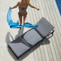 TECTAKE Bain De Soleil De Jardin Réglable 5 Positions En Acier Et Résine Tressée 196 Cm X 66 Cm X 22 Cm Marron + Matelas - Marron -TECTAKE Soldes 2022 7514407 3