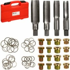 TECTAKE Kit De Réparation De Filetage Des Boîtes De Vitesse Et Carters Avec 20 Bouchons De Vidange M13, M15, M17 Et M20 - Argent