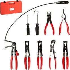TECTAKE Coffret De Pinces ? Colliers Et Tournevis 10 Pièces Rouge - Noir/rouge