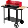 TECTAKE Barbecue Charbon De Bois Mobile + 2 Grilles Et 3 Etagères En Acier 86 Cm X 34 Cm X 80 Cm Noir Rouge - Noir/rouge -TECTAKE Soldes 2022 7514427 1