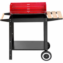 TECTAKE Barbecue Charbon De Bois Mobile + 2 Grilles Et 3 Etagères En Acier 86 Cm X 34 Cm X 80 Cm Noir Rouge - Noir/rouge -TECTAKE Soldes 2022 7514427 5