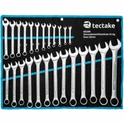 TECTAKE 25 Clès Mixtes En Acier Carbone 6 Mm - 32 Mm + 1 Trousse De Rangement Noir Bleu - Noir/bleu