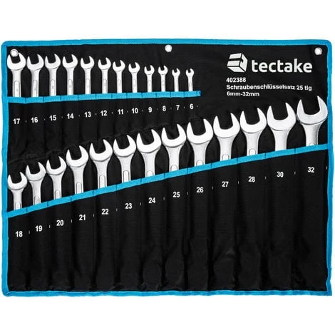 TECTAKE 25 Clès Mixtes En Acier Carbone 6 Mm - 32 Mm + 1 Trousse De Rangement Noir Bleu - Noir/bleu 4 TECTAKE 25 Clès Mixtes En Acier Carbone 6 Mm - 32 Mm + 1 Trousse De Rangement Noir Bleu - Noir/bleu – Image 2