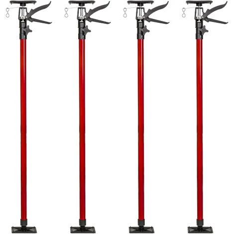 TECTAKE Lot De 4 Etais Télescopiques De Soutien à Gâchette Réglables De 115 Cm à 290 Cm Rouge 2 TECTAKE Lot De 4 Etais Télescopiques De Soutien à Gâchette Réglables De 115 Cm à 290 Cm Rouge