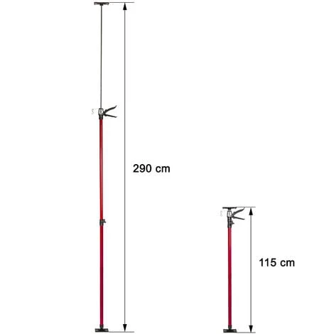 TECTAKE Lot De 4 Etais Télescopiques De Soutien à Gâchette Réglables De 115 Cm à 290 Cm Rouge 4 TECTAKE Lot De 4 Etais Télescopiques De Soutien à Gâchette Réglables De 115 Cm à 290 Cm Rouge – Image 3