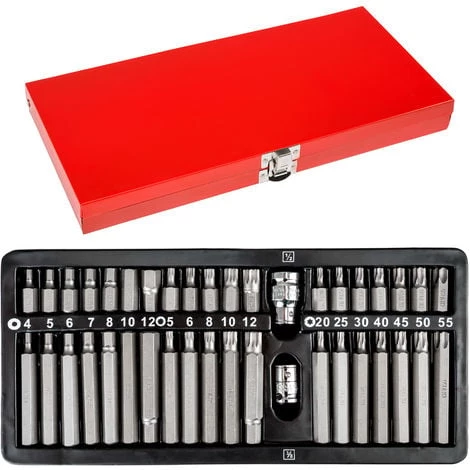 TECTAKE Coffret 40 Pièces Douilles Et Embouts Torx En Acier Chrome Vanadium - Rouge 4 TECTAKE Coffret 40 Pièces Douilles Et Embouts Torx En Acier Chrome Vanadium - Rouge – Image 2