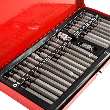 TECTAKE Coffret 40 Pièces Douilles Et Embouts Torx En Acier Chrome Vanadium - Rouge 7 TECTAKE Coffret 40 Pièces Douilles Et Embouts Torx En Acier Chrome Vanadium - Rouge – Image 5