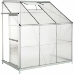 TECTAKE Serre De Jardin Polycarbonate Adoss?e 2,39 M² + 1 Embase En Acier - Blanc Transparent 10 TECTAKE Serre De Jardin Polycarbonate Adoss?e 2,39 M² + 1 Embase En Acier - Blanc Transparent -TECTAKE Soldes 2022 7514489 4