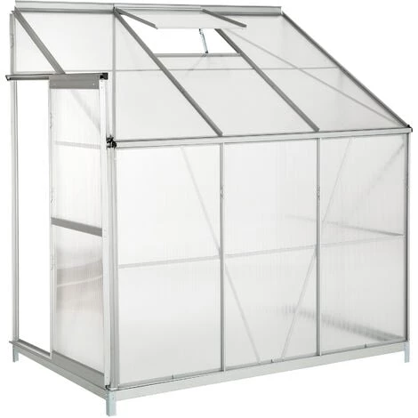 TECTAKE Serre De Jardin Polycarbonate Adoss?e 2,39 M² + 1 Embase En Acier - Blanc Transparent 6 TECTAKE Serre De Jardin Polycarbonate Adoss?e 2,39 M² + 1 Embase En Acier - Blanc Transparent – Image 4